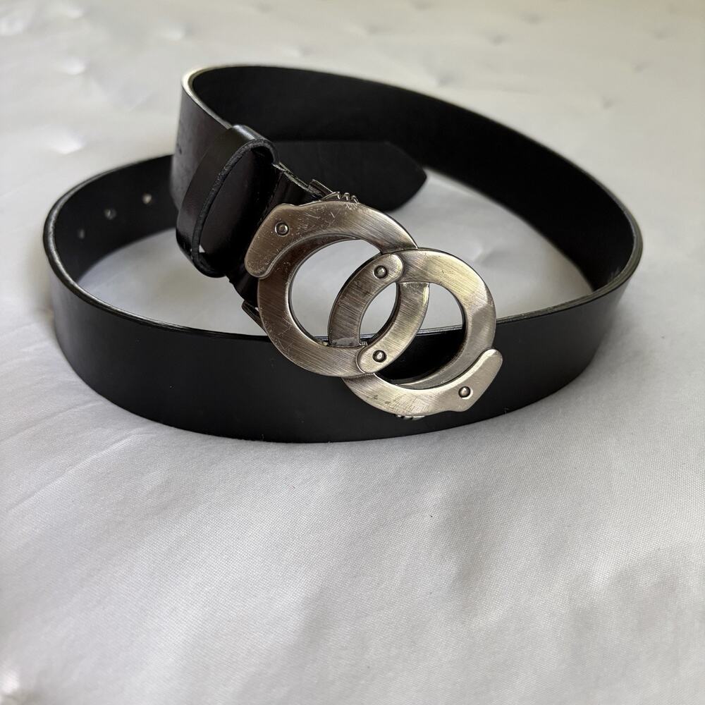 Unbranded Real Leather Men’s Belt Handcuffs design Buckle Size M, fun, casual
